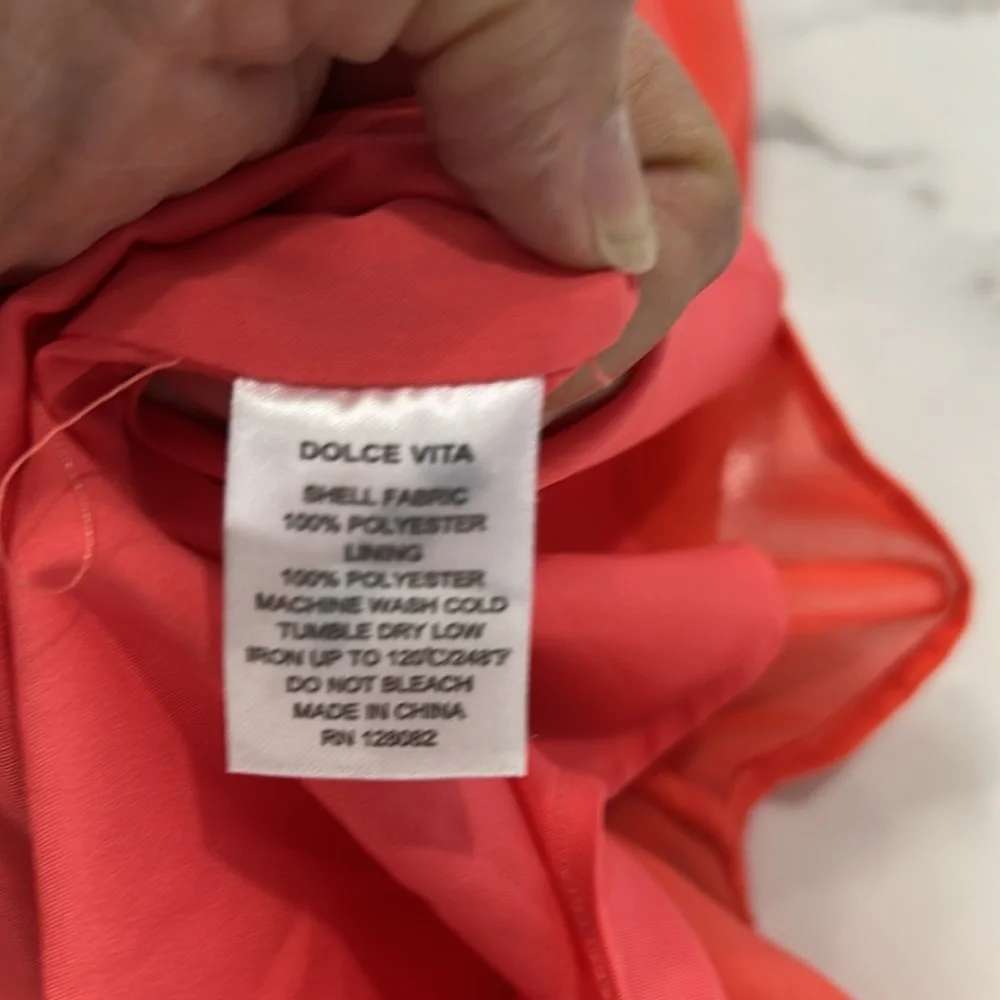 Dolce Vita‎ Orange Cut Out Back High Low Sheer Lined Dress. Size M